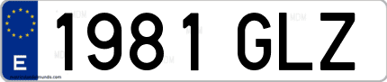 Ejemplo de matrícula de coche ordinaria 1981 GLZ