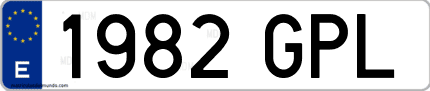 Ejemplo de matrícula de coche ordinaria 1982 GPL