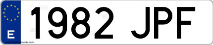 Ejemplo de matrícula de coche ordinaria 1982 JPF