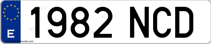 Ejemplo de matrícula de coche ordinaria 1982 NCD