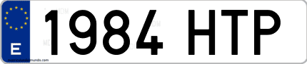 Ejemplo de matrícula de coche ordinaria 1984 HTP
