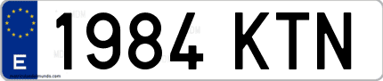 Ejemplo de matrícula de coche ordinaria 1984 KTN