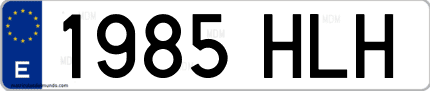 Ejemplo de matrícula de coche ordinaria 1985 HLH