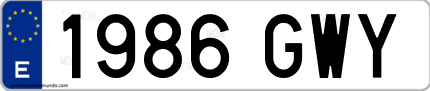 Ejemplo de matrícula de coche ordinaria 1986 GWY