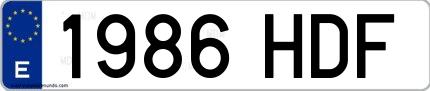 Ejemplo de matrícula española 1986 HDF