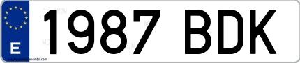 Ejemplo de matrícula española 1987 BDK