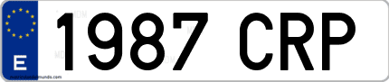 Ejemplo de matrícula de coche ordinaria 1987 CRP
