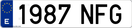 Ejemplo de matrícula de coche ordinaria 1987 NFG