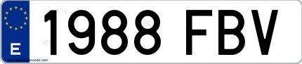 Ejemplo de matrícula española 1988 FBV