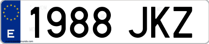 Ejemplo de matrícula de coche ordinaria 1988 JKZ