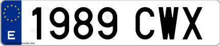 Ejemplo de matrícula de coche ordinaria 1989 CWX