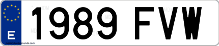 Ejemplo de matrícula de coche ordinaria 1989 FVW