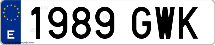 Ejemplo de matrícula de coche ordinaria 1989 GWK