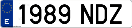 Ejemplo de matrícula de coche ordinaria 1989 NDZ