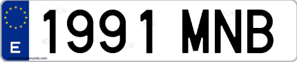 Ejemplo de matrícula de coche ordinaria 1991 MNB