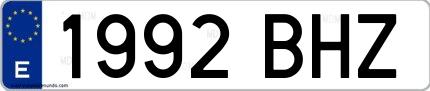 Ejemplo de matrícula española 1992 BHZ