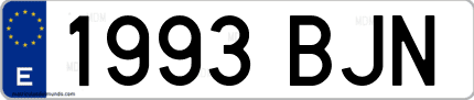Ejemplo de matrícula de coche ordinaria 1993 BJN