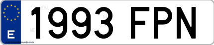 Ejemplo de matrícula de coche ordinaria 1993 FPN