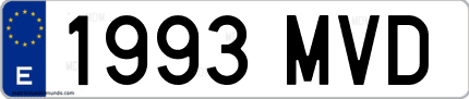 Ejemplo de matrícula de coche ordinaria 1993 MVD