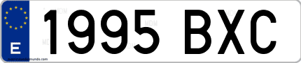 Ejemplo de matrícula de coche ordinaria 1995 BXC