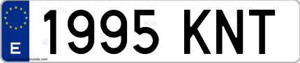 Ejemplo de matrícula de coche ordinaria 1995 KNT
