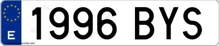Ejemplo de matrícula española 1996 BYS