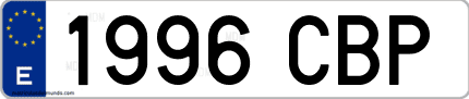 Ejemplo de matrícula de coche ordinaria 1996 CBP