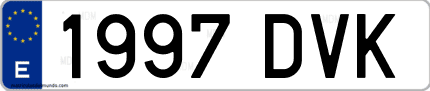 Ejemplo de matrícula de coche ordinaria 1997 DVK