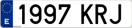 Ejemplo de matrícula de coche ordinaria 1997 KRJ