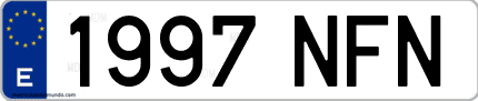 Ejemplo de matrícula de coche ordinaria 1997 NFN