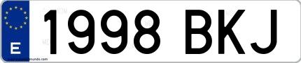 Ejemplo de matrícula española 1998 BKJ