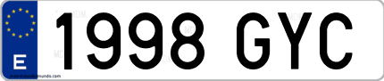Ejemplo de matrícula de coche ordinaria 1998 GYC