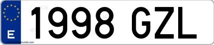 Ejemplo de matrícula española 1998 GZL