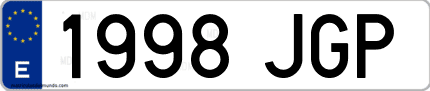 Ejemplo de matrícula de coche ordinaria 1998 JGP