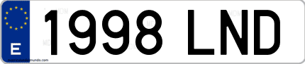 Ejemplo de matrícula de coche ordinaria 1998 LND