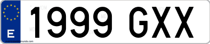 Ejemplo de matrícula de coche ordinaria 1999 GXX
