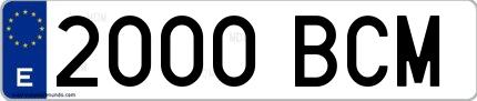 Ejemplo de matrícula española 2000 BCM