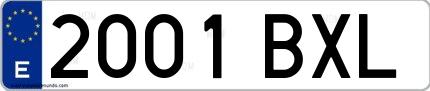 Ejemplo de matrícula española 2001 BXL