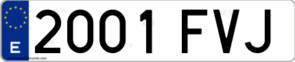 Ejemplo de matrícula de coche ordinaria 2001 FVJ