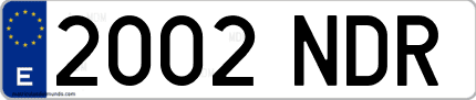 Ejemplo de matrícula de coche ordinaria 2002 NDR