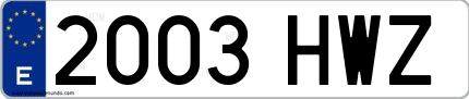 Ejemplo de matrícula española 2003 HWZ
