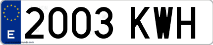 Ejemplo de matrícula de coche ordinaria 2003 KWH