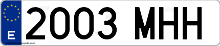 Ejemplo de matrícula de coche ordinaria 2003 MHH