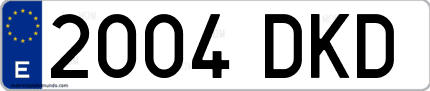 Ejemplo de matrícula de coche ordinaria 2004 DKD