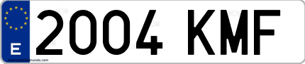 Ejemplo de matrícula de coche ordinaria 2004 KMF