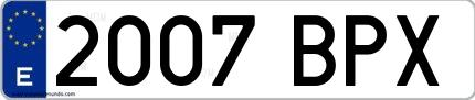 Ejemplo de matrícula española 2007 BPX