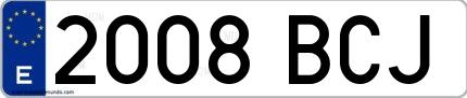 Ejemplo de matrícula española 2008 BCJ