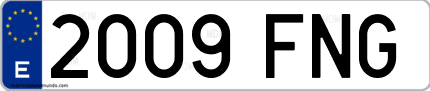 Ejemplo de matrícula de coche ordinaria 2009 FNG