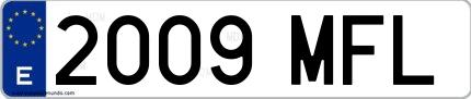Ejemplo de matrícula española 2009 MFL