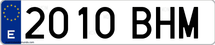 Ejemplo de matrícula de coche ordinaria 2010 BHM